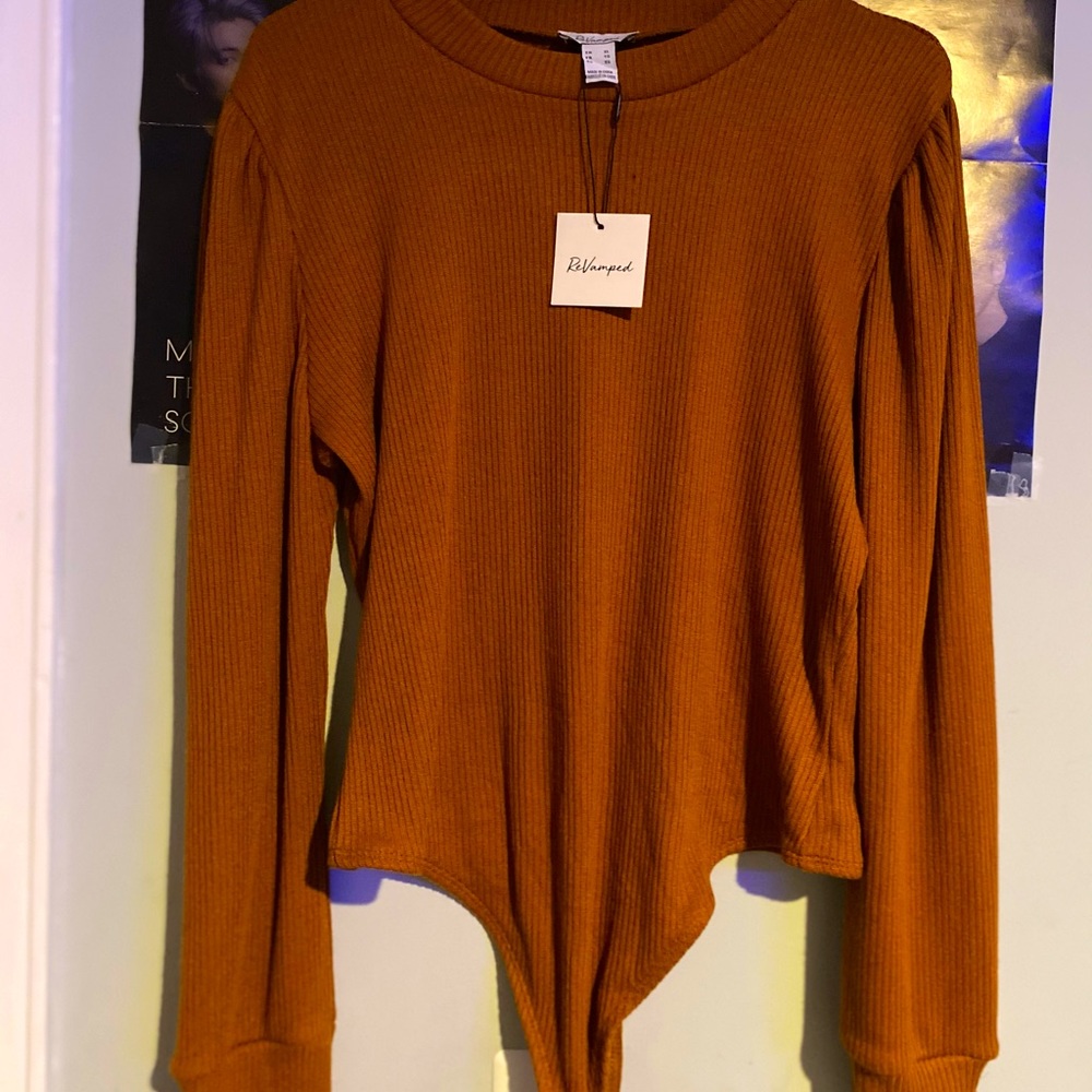 Brown Revamped Long Sleeve Bodysuit